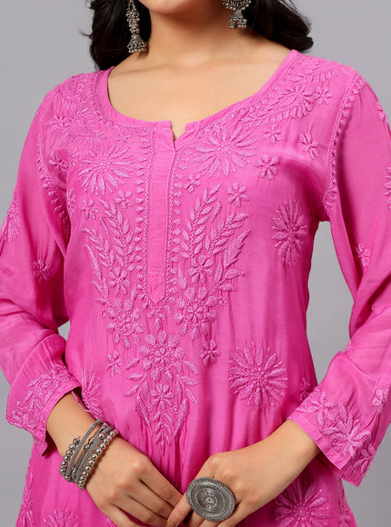 Fiza Pure Muslin Ombre Chikankari Kurti for Women| Lucknowi Craft