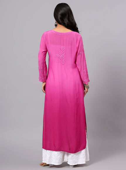 Fiza Pure Muslin Ombre Chikankari Kurti for Women| Lucknowi Craft
