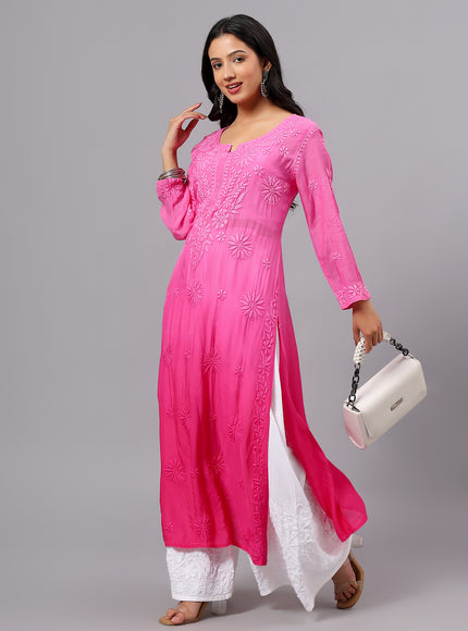 Fiza Pure Muslin Ombre Chikankari Kurti for Women| Lucknowi Craft