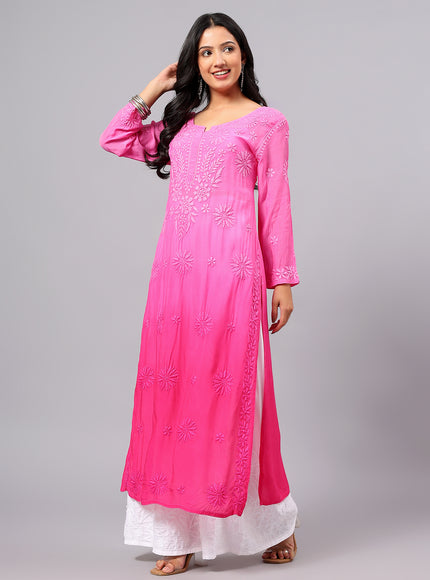 Fiza Pure Muslin Ombre Chikankari Kurti for Women| Lucknowi Craft