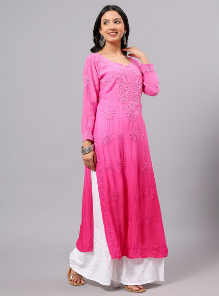 Fiza Pure Muslin Ombre Chikankari Kurti for Women| Lucknowi Craft