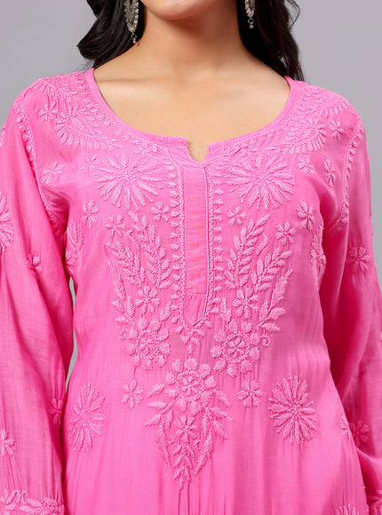 Fiza Pure Muslin Ombre Chikankari Kurti for Women| Lucknowi Craft