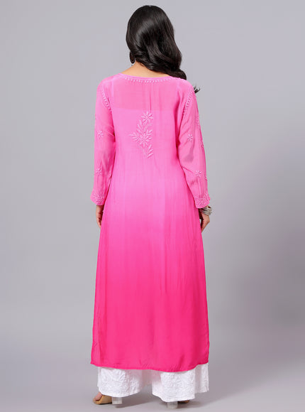 Fiza Pure Muslin Ombre Chikankari Kurti for Women| Lucknowi Craft