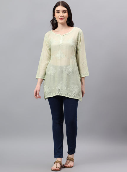 Librose Tepchi Short Kurta For women| Chikankari Craft| Muslin Fabric