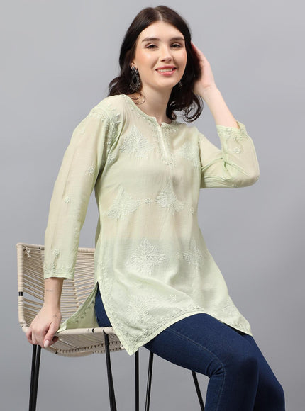Librose Tepchi Short Kurta For women| Chikankari Craft| Muslin Fabric