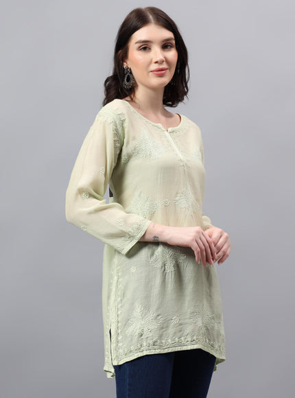 Librose Tepchi Short Kurta For women| Chikankari Craft| Muslin Fabric