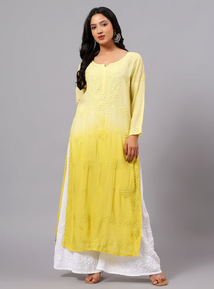 Fiza Pure Muslin Ombre Chikankari Kurti for Women| Lucknowi Craft