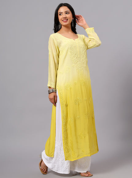Fiza Pure Muslin Ombre Chikankari Kurti for Women| Lucknowi Craft