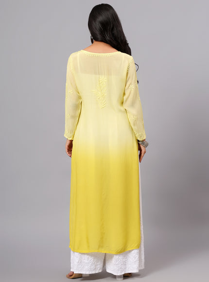 Fiza Pure Muslin Ombre Chikankari Kurti for Women| Lucknowi Craft