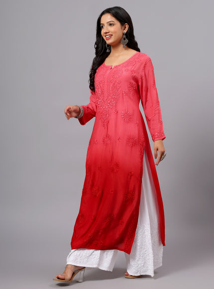 Fiza Pure Muslin Ombre Chikankari Kurti for Women| Lucknowi Craft