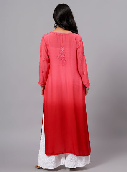 Fiza Pure Muslin Ombre Chikankari Kurti for Women| Lucknowi Craft