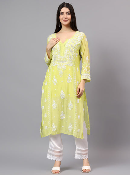 Pure Mal Chanderi Kurta embroidered  with lucknowi chikankari and beautiful Dardozi embellishment.