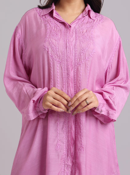 Librose Muslin Chikankari Embroidered 2Pc Co-ord set for women| Lucknowi Craft
