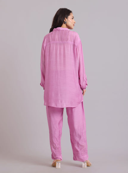 Librose Muslin Chikankari Embroidered 2Pc Co-ord set for women| Lucknowi Craft