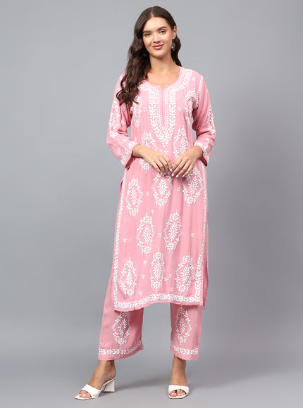 Premium modal fabric kurta plazzo set for women| Chikankari embroidered| Lucknowi craft