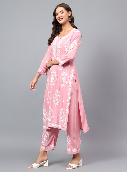 Premium modal fabric kurta plazzo set for women| Chikankari embroidered| Lucknowi craft