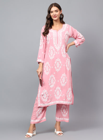 Premium modal fabric kurta plazzo set for women| Chikankari embroidered| Lucknowi craft
