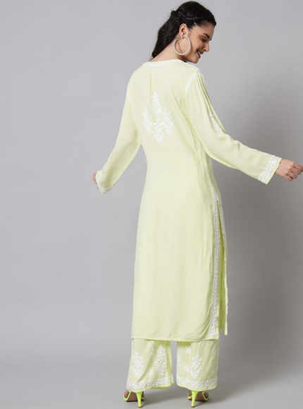 Librose Modal Plazzo set for Women| Pista Green| Lucknowi Chikankari| Modal Fabric