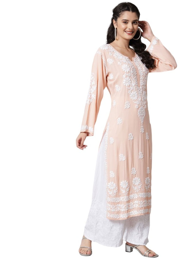 Librose Royal white Lucknowi Chikankari Kurta with Fardi work| Lucknowi craft| Modal Fabric