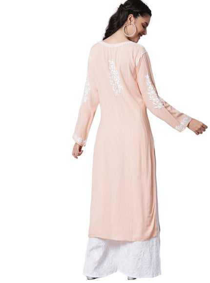 Librose Royal white Lucknowi Chikankari Kurta with Fardi work| Lucknowi craft| Modal Fabric